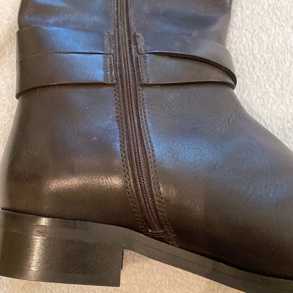 NWT L.K. Bennett Brogan dark brown leather tall equestrian  riding boots Sz 38